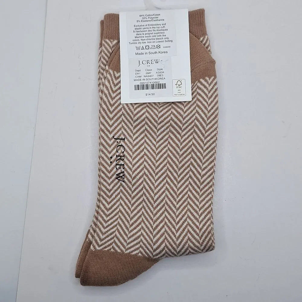 J.crew Herringbone trouser socks camel color cotton blend socks